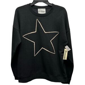 No Boundaries Women’s Sz M (8-10) So Soft Long Sleeve Black Sweatshirt With Star